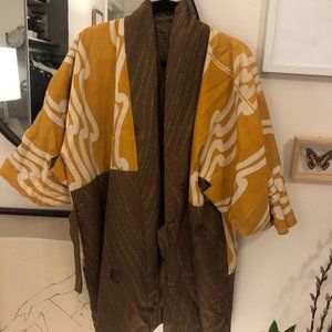 mustard/olive reversible vintage kimono